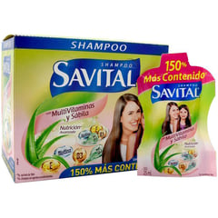 SAVITAL - Shampoo Multivitaminas & Sábila 20 Sobres X 25 Ml