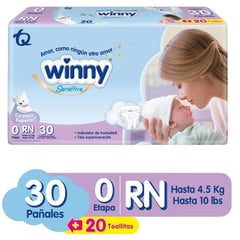 WINNY - Pañal Sensitive Recién Nacido Etapa 0 x 30 Und