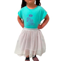 GENERICO - Vestido Camiseta Menta Con Tutu Blanco Niña Kids Closet