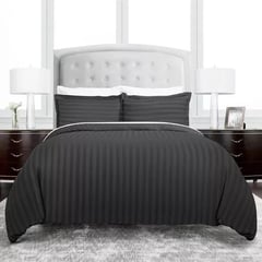 HAPPY BEAR - Funda Duvet King Microfibra Negro Lineas.-