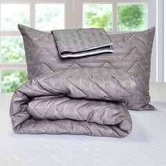 HOGARETO - Protector Colchón Gris Cama Extradoble 160x190cm + 2 Fundas Acolchada