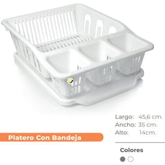 PLASTIRED - Platero con bandeja de 4 compartimientos