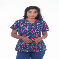 GENERICO - Blusa cuello v estampada surtida medica mujer SOLOGAR BL07 multicolor