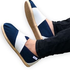 XIAN SHOES - Alpargata hombre yute azul-blanco