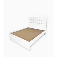 URBAN HOME - Base cama desarmable con cabecero tapizada 160 x 190 - Blanco