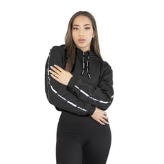 KRUNNER - Saco Hoodie Crop Top Para Mujer Negro