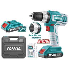 TOTAL - Taladro 1/2 Inalámbrico 20 V Percutor+50 Accesorios,