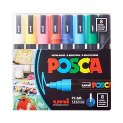 POSCA - Marcador Gráfico De Vinilo, Pc-5m Set X 8 Colores