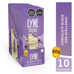 CHOCOLYNE - Chocolatina Lyne Blanca con Avellana plegadiza x 10 unidades