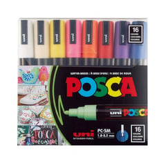 POSCA - Marcador Gráfico De Vinilo, Pc-5m Set X 16 Colores