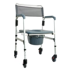 KONFORT - SILLA SANITARIO PLEGABLE CON RUEDAS EN ALUMINIO