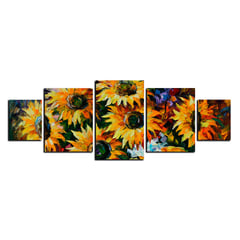 ART INDUSTRY - Cuadro 130x50Cms 5 Piezas Decorativo Girasoles