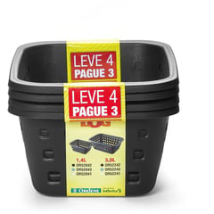 SANREMO - Canastos plástico negro pequeños 1,4 litros - lleve 4 pague 3