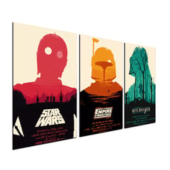 ART INDUSTRY - Cuadro Triptico 90x50 Cms Decorativo Posters StarWars C3PO-Darth-Strik