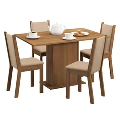 MADESA - Juego de Comedor Talita Mesa Tapa de Madera 4 Sillas M/C/B