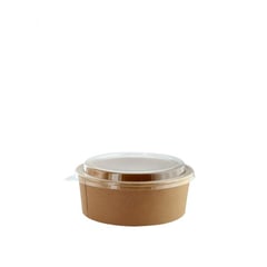 PURABOX - Bowl Kraft Biodegradables de 750 ml (25 oz) con tapa PP 300 Unds