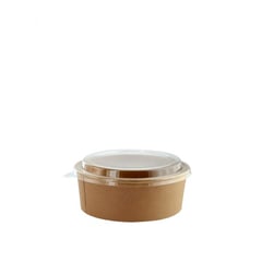 PURABOX - Bowl Kraft Biodegradables de 750 ml (25 oz) con tapa PP 100 Unds