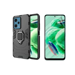 GENERICO - Estuche Anillo Compatible con Xiaomi Redmi Note 12 4G Negro+Hidrogel