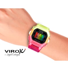 VIROX - RELOJ DAMA DIGITAL CUADRADO RETRO VERDE FUCSIA