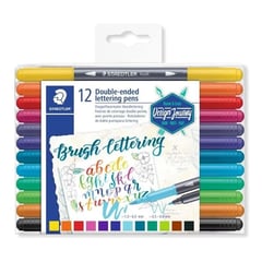 STAEDTLER - Plumones Doble Punta Pincel X 12 Brush Lettering