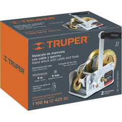 TRUPER - Malacate de manivela con cable 1,100kg