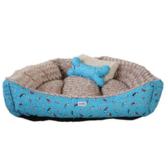 GUAMBA - COMBO CAMA MASCOTA TECKEL GRANDE 75X90 AZUL TORBELLINO