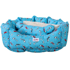 GUAMBA - COMBO CAMA MASCOTA TECKEL PEQUEÑA 50X50 AZUL