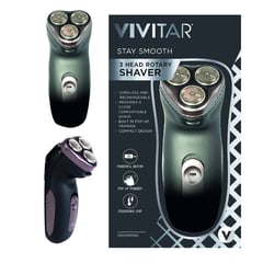 VIVITAR - Maquina de afeitar 3 cab negra recargable