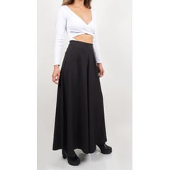 MOLGOA - Pantalón para Mujer Tipo Palazzo Tiro Alto - Malibu Negro