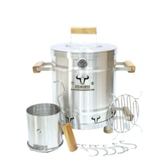 STEAK AND BEER - Asador Tipo Barril Mini INOX (50cm X 30 cm) incluye accesorios