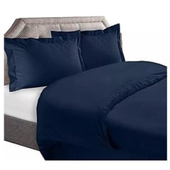 BEDLIFE - Edredón azul oscuro para cama QUEEN 1.800 hilos