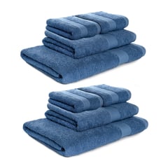 ENERGY PLUS - Combo: Set X8 toallas: 2 extragrande, 2 cuerpo + 4 de manos Azul