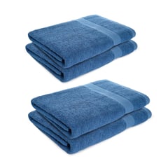 ENERGY PLUS - Kit X4 toallas de baño de cuerpo extragrande 100 algodón Azul