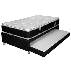 PLUMA HOME - Cama Black Nido con Colchon Semiortopedico 100X190