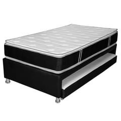 PLUMA HOME - Cama Black - Duplex Nido + Colchon SEMIDOBLE 120X190