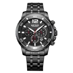 MEGIR - RELOJ HOMBRE NEGRO ACERO M2068