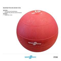 SPORTFITNESS - BALON DE PESO ROJO 10KG