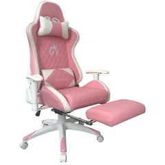 ZER - SILLA GAMER PROFESIONAL WAIFU 2 COJINES 180° ROSADA BLANCA.