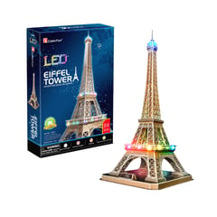 CUBICFUN - Rompe Cabezas 3D Torre Eiffel Paris LED 84 Piezas Cubic Fun