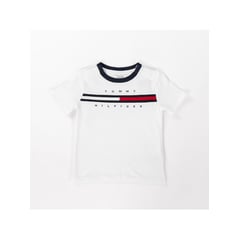 TOMMY HILFIGER - Camiseta De Rayas Con Logo Niño Blanco