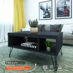 BERTOLINI - Mesa De Centro Decorativa 1 Nicho Color Negro