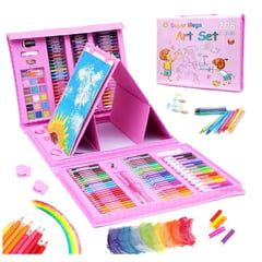 GENERAL - Kit De Colores 208 Piezas Juego Arte Y Dibujo Creativo Rosa.