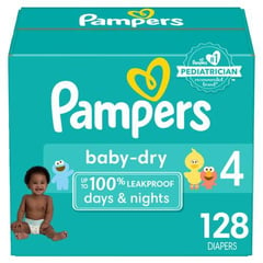 PAMPERS - Pañales Baby Dry Pañales Talla 4 / 128 Unidades