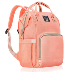 MIFANQI - Pañalera multifuncional bolso morral bebe salmón