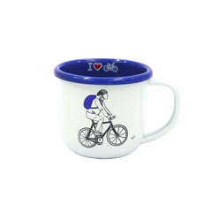 MACUIRA - Mug Diseño Bicicleta Int Azul Acero Esmaltado Peltre 370ml Caja Ind