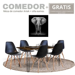 EKONOMODO COLOMBIA - Mesa de comedor Artek 6 sillas eames Negro - GRATIS cuadro 70x50