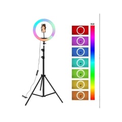 GENERICO - Aro De Luz Luces Led RGB 26 Cm Con Soporte Para Celular Y Tripode 2.10