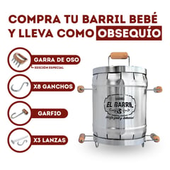 ASADORES EL BARRIL - Combo Mini barril Aficionado con accesorios