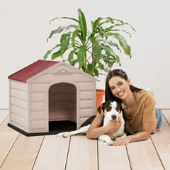 RIMAX - Casa para Perro Razas Pequeñas Taupe - Rojo