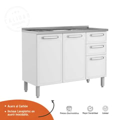 BERTOLINI - Mueble Inferior de Cocina 120 cm en Acero Incluye Lavaplatos